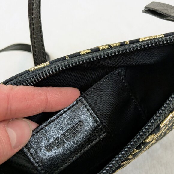 Dolce & Gabbana black gold leather satin mini shoulder bag Y2K vintage - Picture 15 of 16